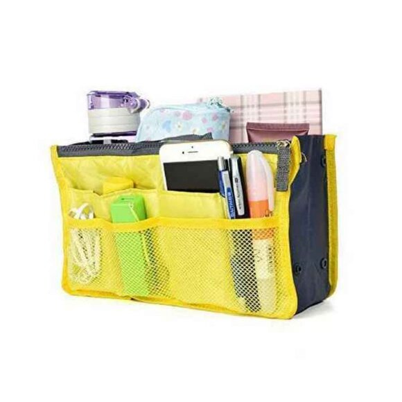 Handbag Organizer/ Purse Insert /Cosmetic Tote/ Yellow - Designer Bags - NWT - Picture 6 of 10